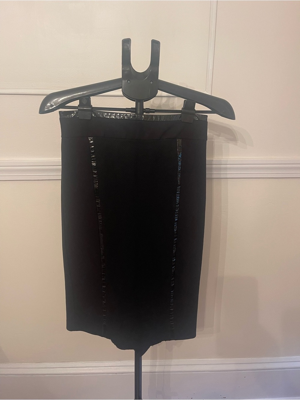 Karen Millen Black Pencil Skirt with Shiny Panel Detail
